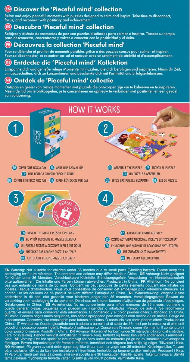 Jumbo Pieceful Mind - Take a Moment, 6 × 54 pieces jigsaw puzzle reverse side