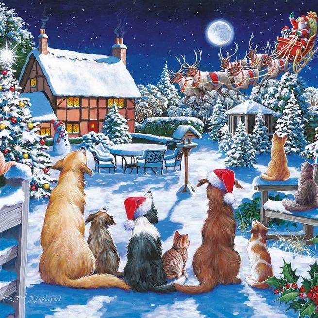 House of Puzzles - Santa Paws - 150 Piece Mini Jigsaw Puzzle in a Tube