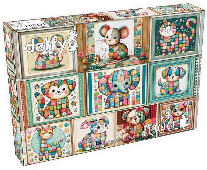 Delfy - Patchwork Animal Parade - 1000 Piece Jigsaw Puzzle