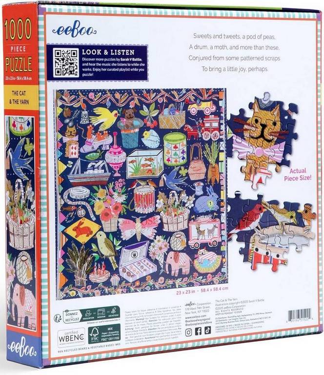 Eeboo - The Cat & The Yarn - 1000 Piece Jigsaw Puzzle