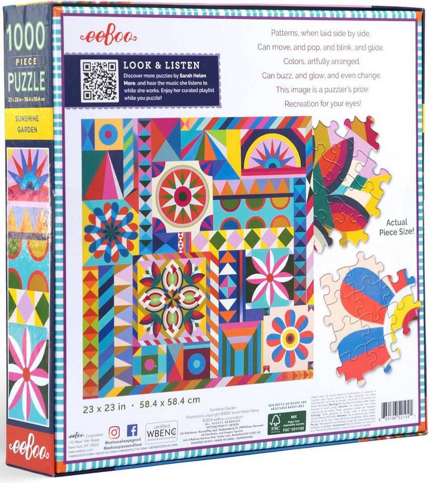 Eeboo - Sunshine Garden - 1000 Piece Jigsaw Puzzle