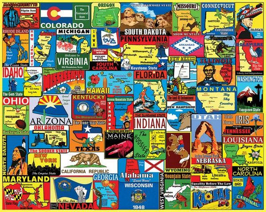 White Mountain - State Stickers - 1000 Piece Jigsaw Puzzle