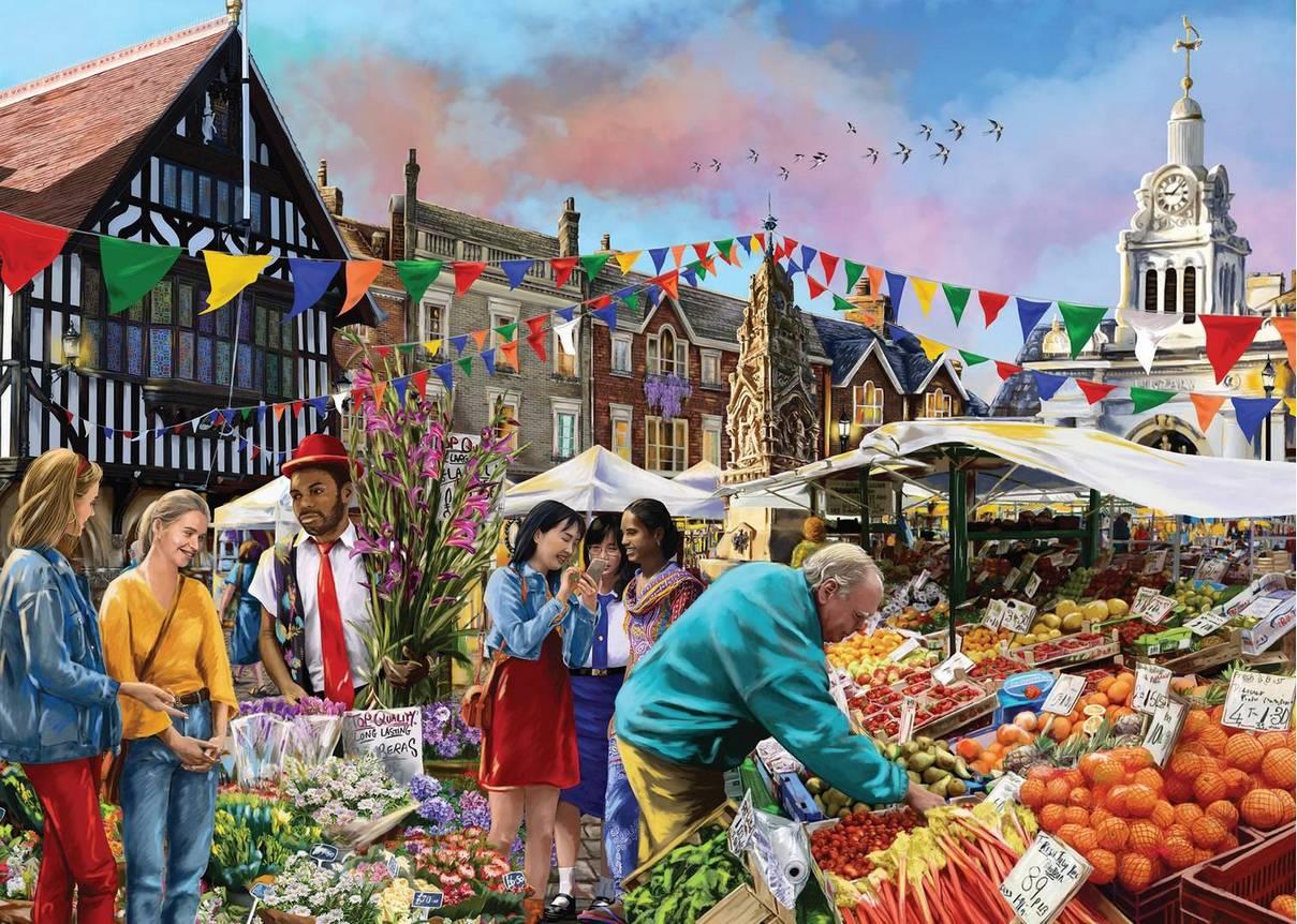 Falcon de Luxe - Saffron Walden Market - 1000 Piece Jigsaw Puzzle