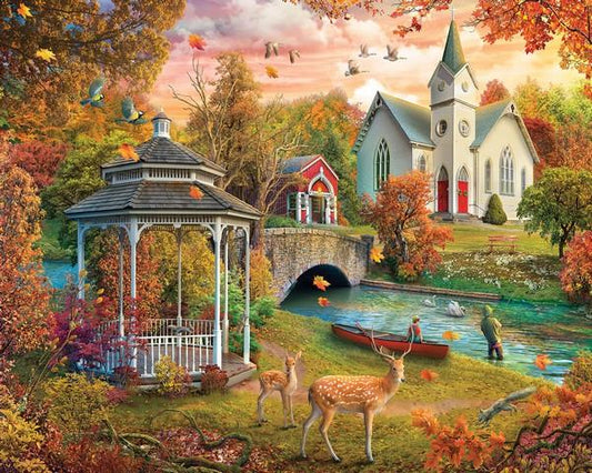 White Mountain - The River Church - 1000 Piece Jigsaw Puzzle