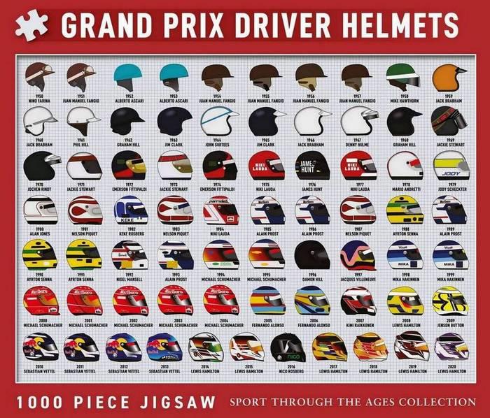 Coach House Partners - Grand Prix Driver Helmets - 1000 Piece Jigsaw Puzzle