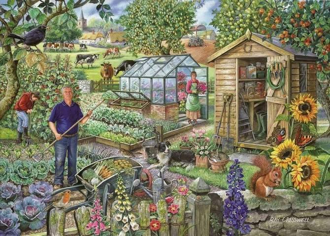 House of Puzzles - At The Allotment - 1000 Piece Jigsaw Puzzle