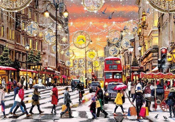 Gibsons 250XL Jigsaw Puzzle For Adults Holiday Hustle Extra Large Thick Pieces Festive London Shopping Scene Traditional British Puzzle Sustainable 100% Recycled Board Great Gift By Gibsons Games - View #6