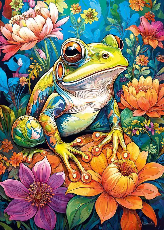 CherryPazzi - Flower Power Frog - 1000 Piece Jigsaw Puzzle