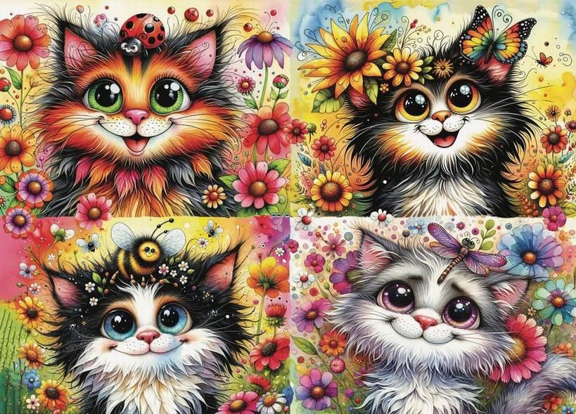 JaCarou - Cat-Titude Squad - 1000 Piece Jigsaw Puzzle