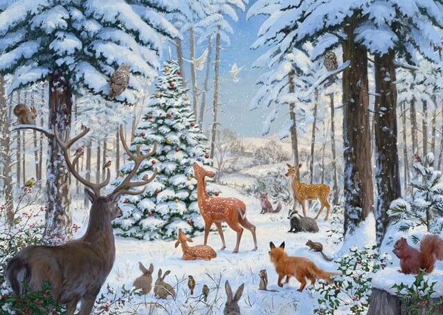 Alison Gardiner Winter Wildlife 1000 Piece Christmas Jigsaw Puzzle - Snowy Church Scene 68x48cm - View #10