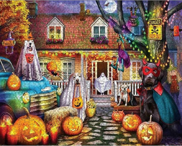 White Mountain Halloween Dog House, 1000-piece jigsaw puzzle