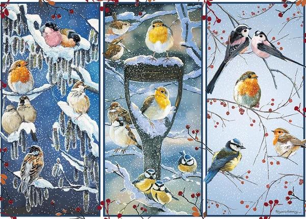 Otter House Snowy Garden Birds, 1000-piece jigsaw puzzle