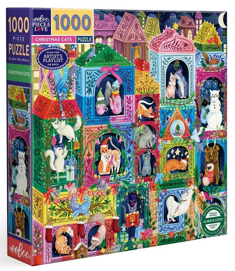 Eeboo - Christmas Cats - 1000 Piece Jigsaw Puzzle