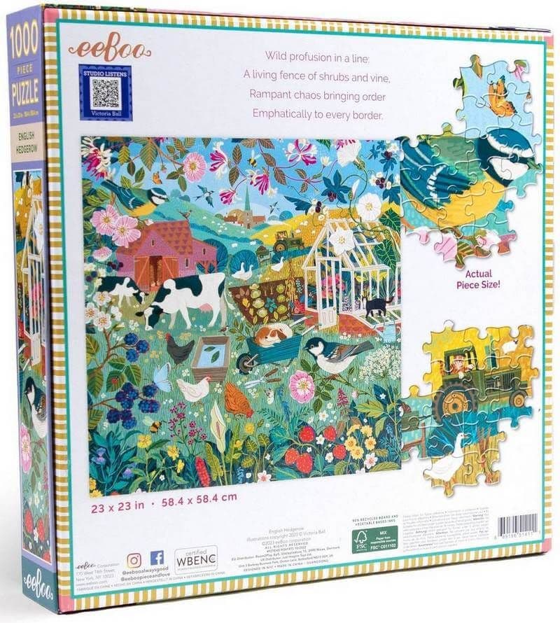Eeboo - English Hedgerow - 1000 Piece Jigsaw Puzzle