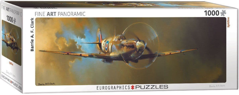 A 1000 piece panoramic jigsaw puzzle depicting an aircraft in flight, manufactured by Eurographics.