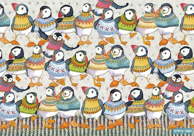 Emma Ball - Woolly Puffins - 1000 Piece Jigsaw Puzzle