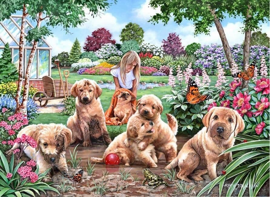 House of Puzzles - Mucky Pups - 500XL Piece Jigsaw Puzzle