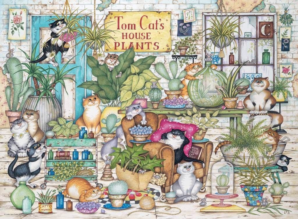 Ravensburger Crazy Cats - Tom Cat's House Plants, 500-piece jigsaw puzzle