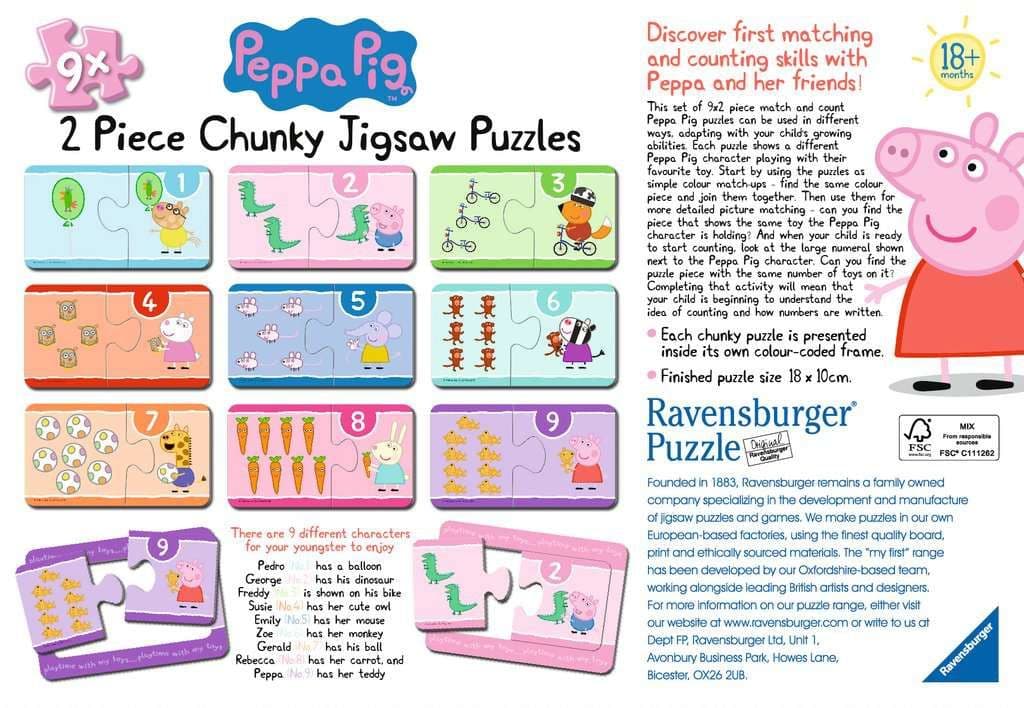 Ravensburger - Peppa Pig 9 x 2 Piece Jigsaw Puzzle Chunky Puzzle