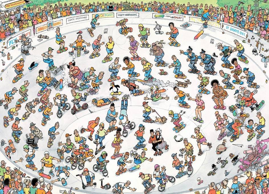 Jan Van Haasteren - Riding the Skating Bowl - 1000 Piece Jigsaw Puzzle