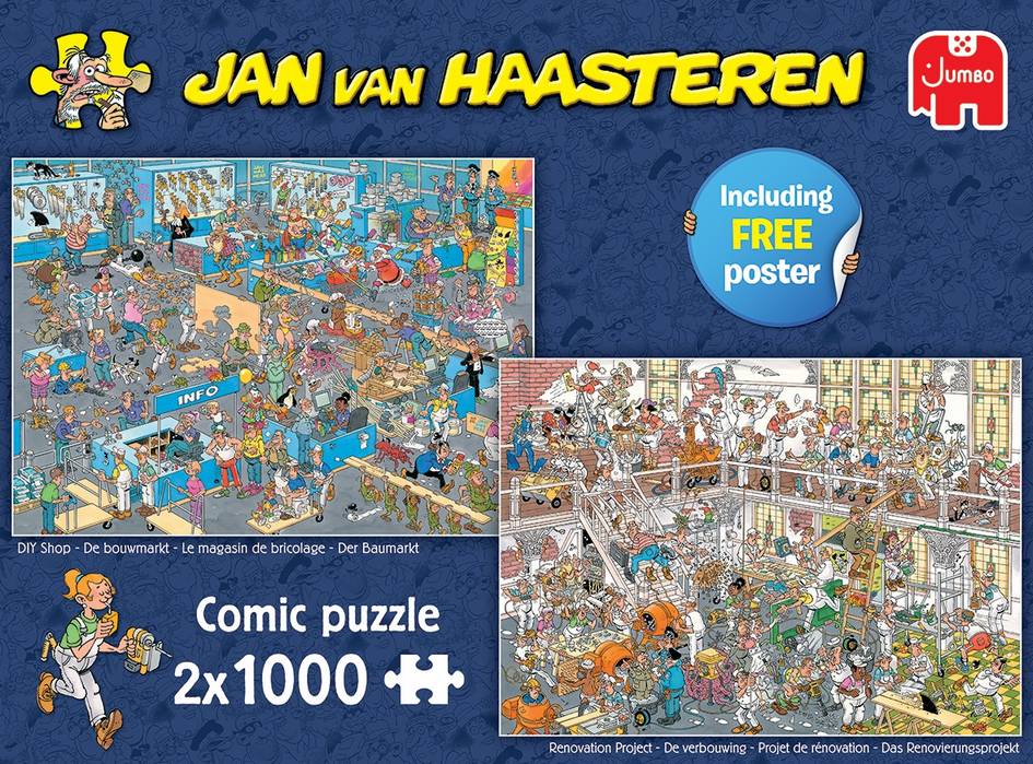 Jan Van Haasteren - How Not to DIY - 2 x  1000 Piece Jigsaw Puzzle