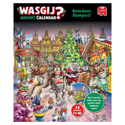 Wasgij? Reindeer Rumpus! Advent Calendar packaging with festive scene and puzzles.
