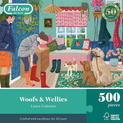 Falcon De Luxe - Woofs & Wellies - 500 Piece Jigsaw Puzzle