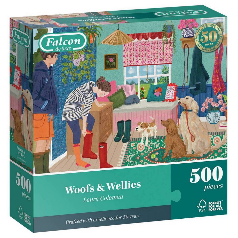 Falcon De Luxe - Woofs & Wellies - 500 Piece Jigsaw Puzzle