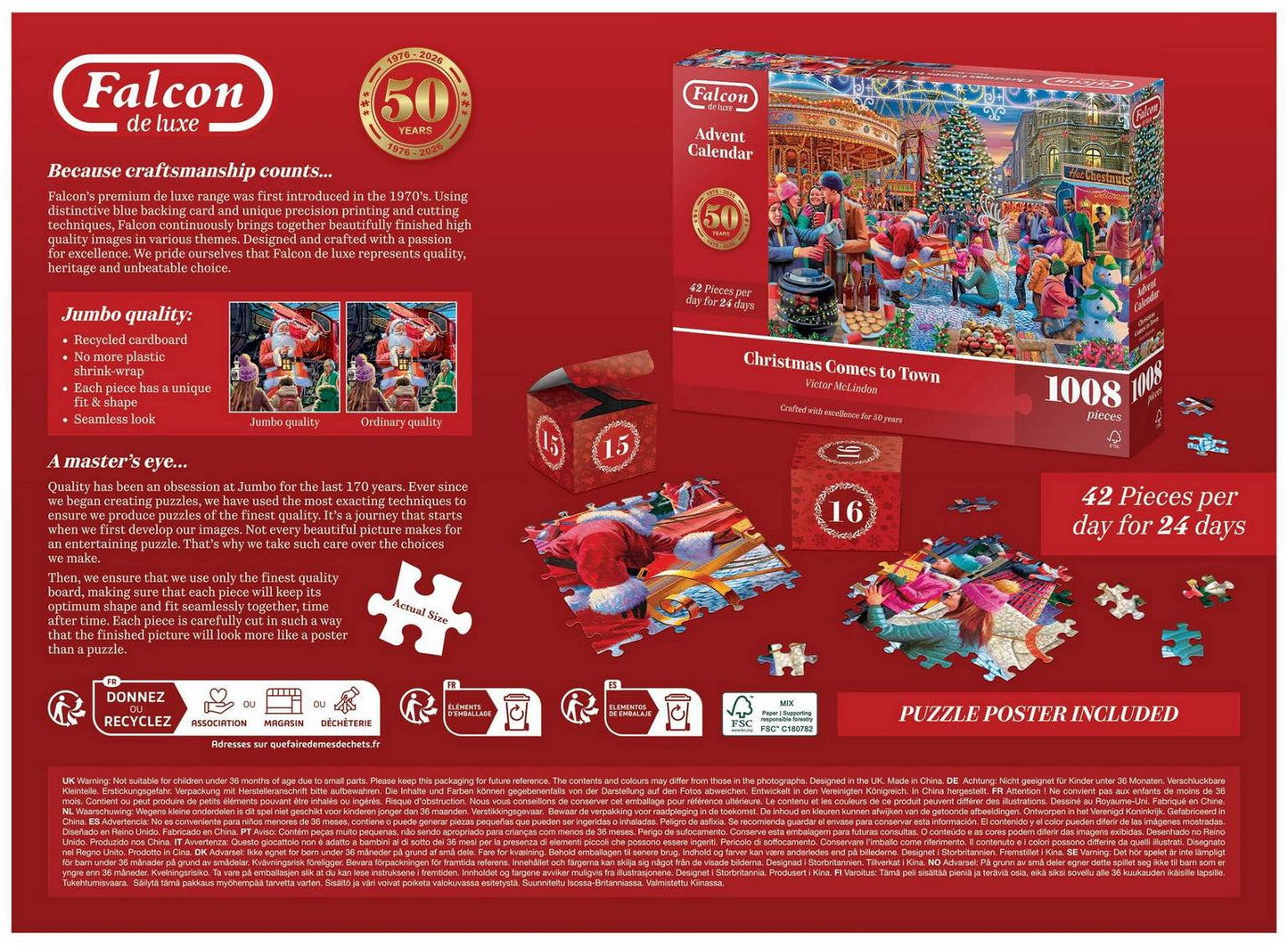 Falcon de Luxe - Christmas Comes to Town - Advent Calendar - 1008 Piece Jigsaw Puzzle
