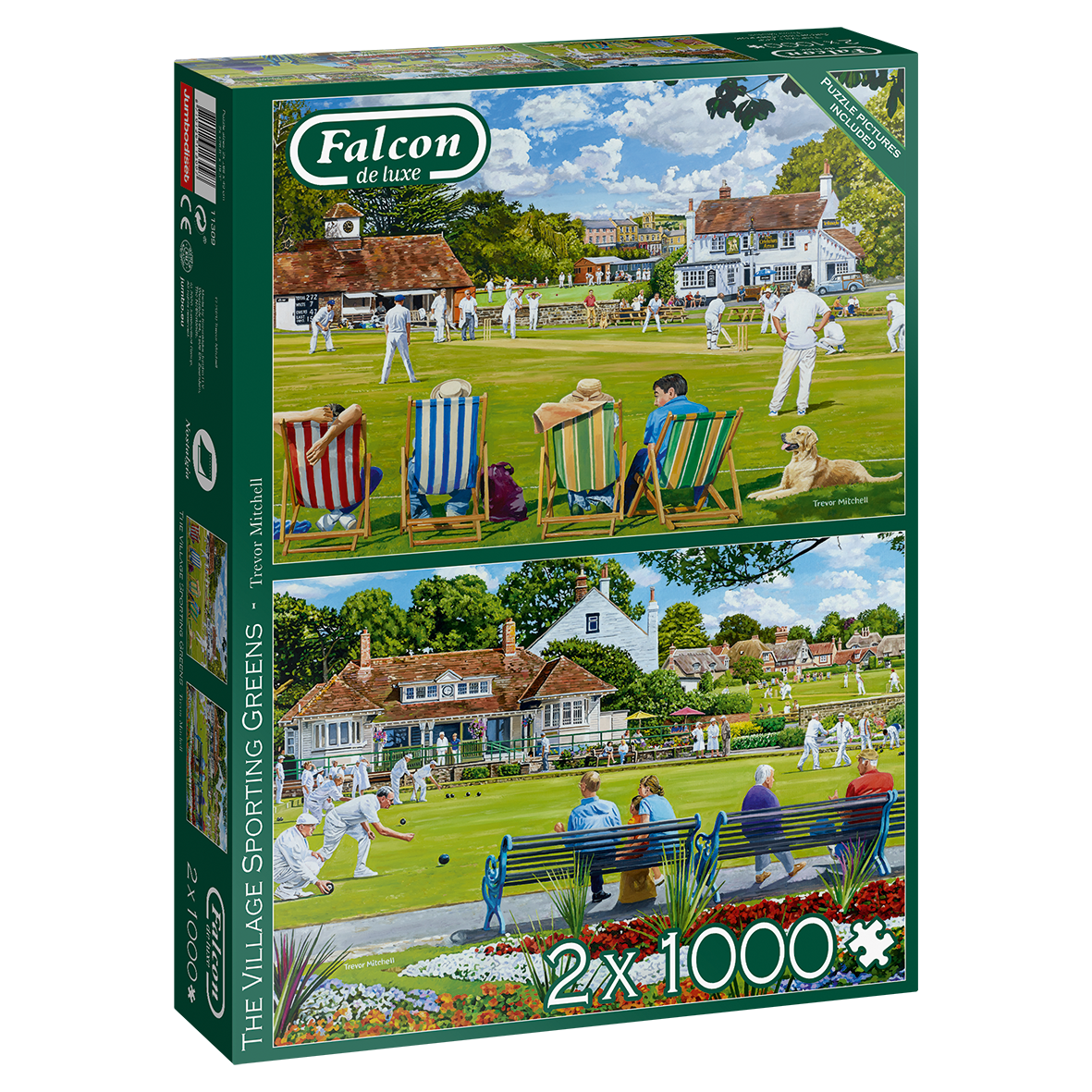 Falcon de luxe - The Village Sporting Greens - 2 x 1000 Piece Jigsaw Puzzle