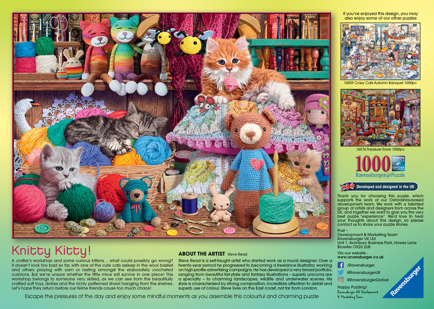 Ravensburger - Knitty Kitty - 1000 Piece Jigsaw Puzzle