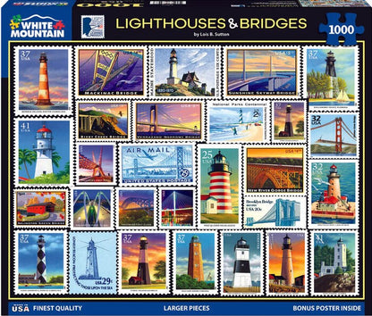 White Mountain - Lighthouses & Bridges - 1000 Piece Jigsaw Puzzle