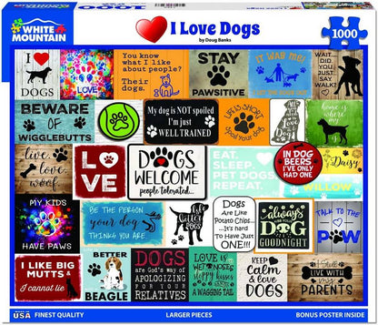 White Mountain - I Love Dogs - 1000 Piece Jigsaw Puzzle