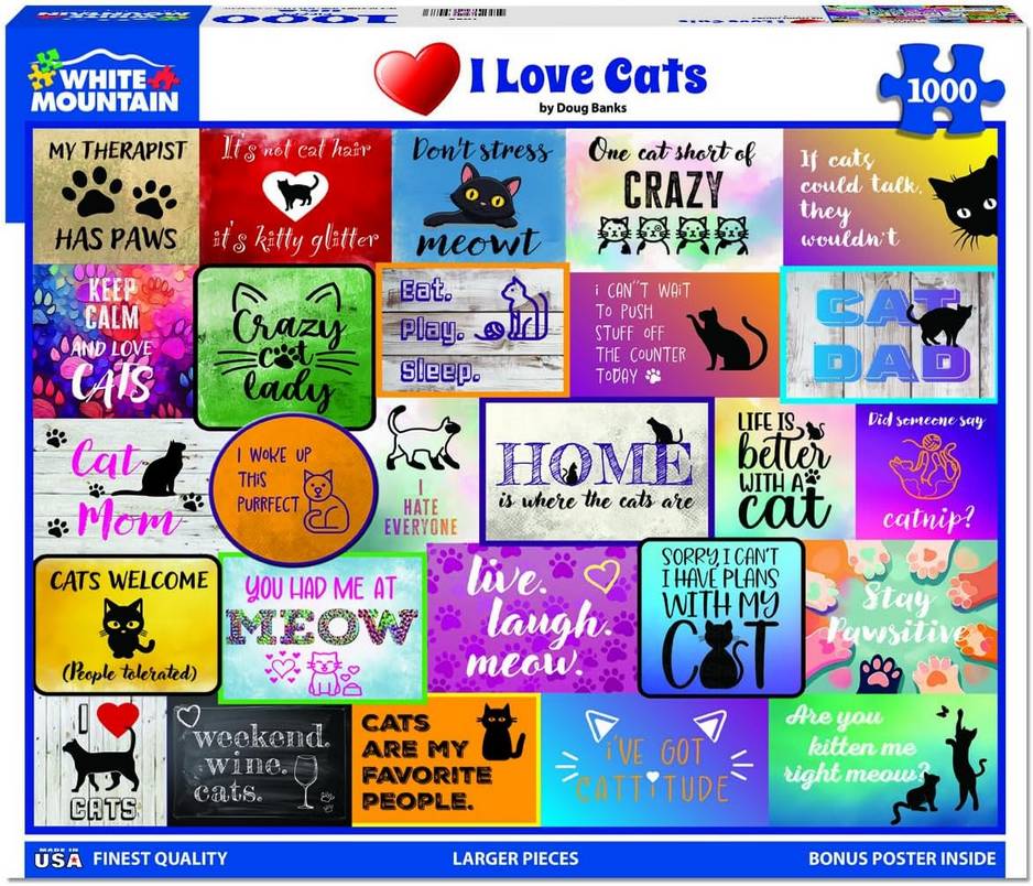 White Mountain - I Love Cats - 1000 Piece Jigsaw Puzzle