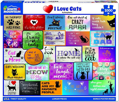White Mountain - I Love Cats - 1000 Piece Jigsaw Puzzle