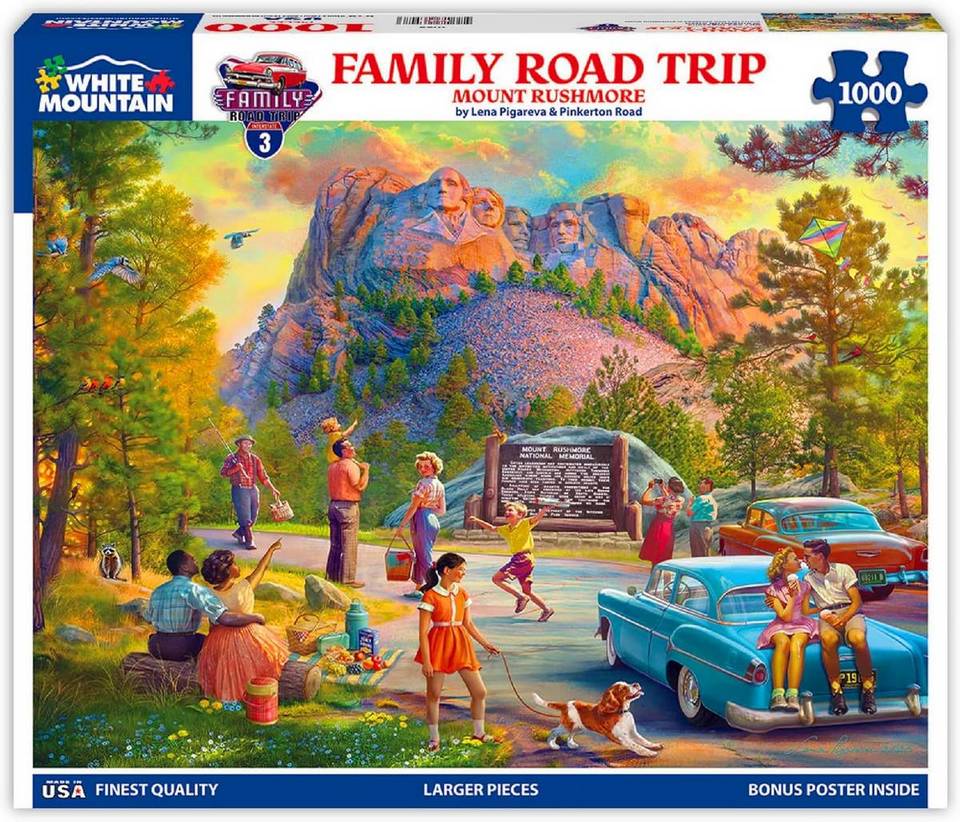 White Mountain - Family Road Trip Mount Rushmore - 1000 Piece Jigsaw Puzzle