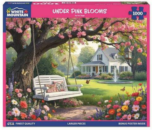 White Mountain - Under Pink Blooms - 1000 Piece Jigsaw Puzzle