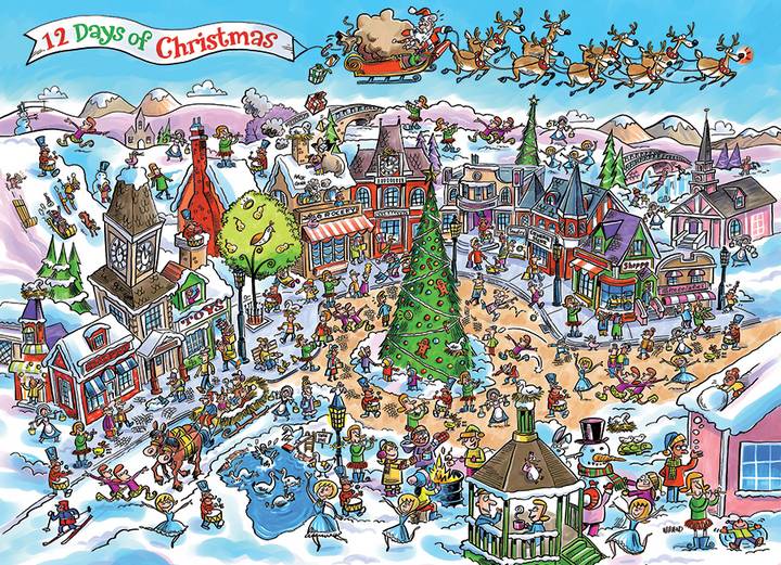 Cobble Hill - Doodletown - 12 Days of Christmas  - 1000 Piece Jigsaw Puzzle