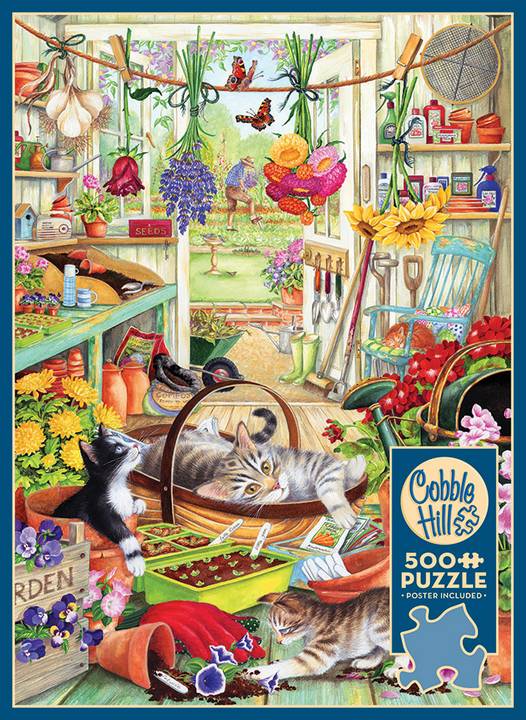 Cobble Hill - Potting Shed Cats - 500 Piece Jigsaw Puzzle