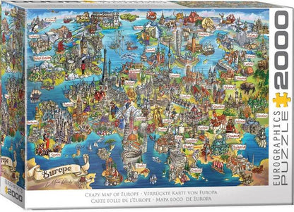 Eurographics - Crazy Map of Europe - 2000 Piece Jigsaw Puzzle