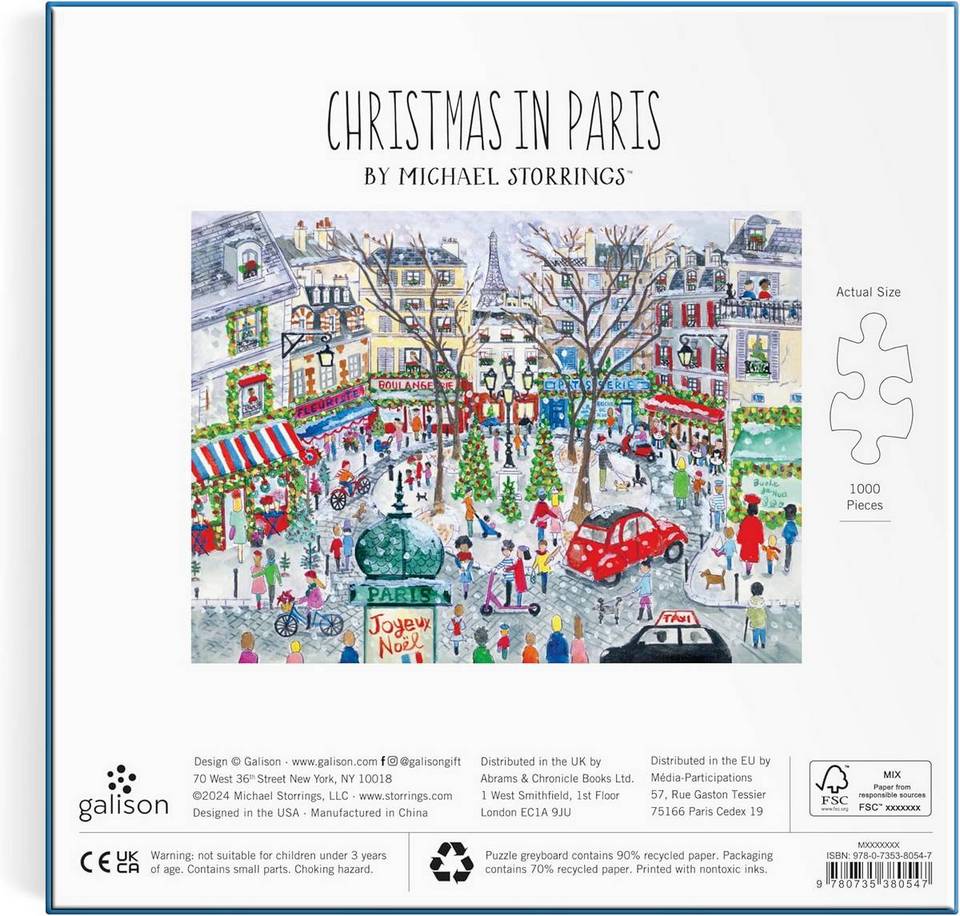 Galison - Michael Storrings - Christmas in Paris - 1000 Piece Jigsaw Puzzle