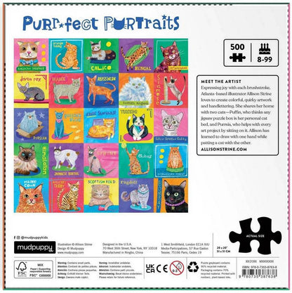 Galison - Purr-fect Portraits - 500 Piece Jigsaw Puzzle