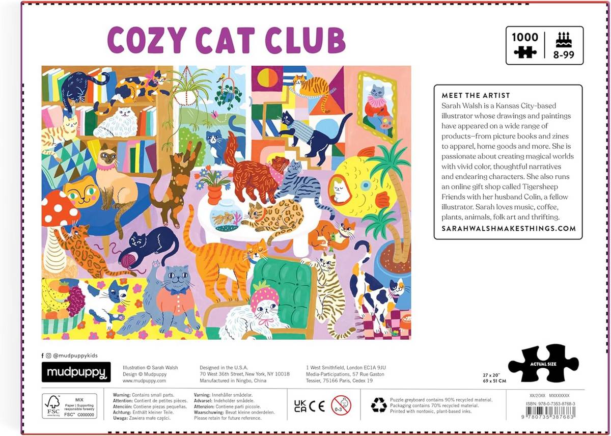 Galison - Cozy Cat Club - 1000 Piece Jigsaw Puzzle