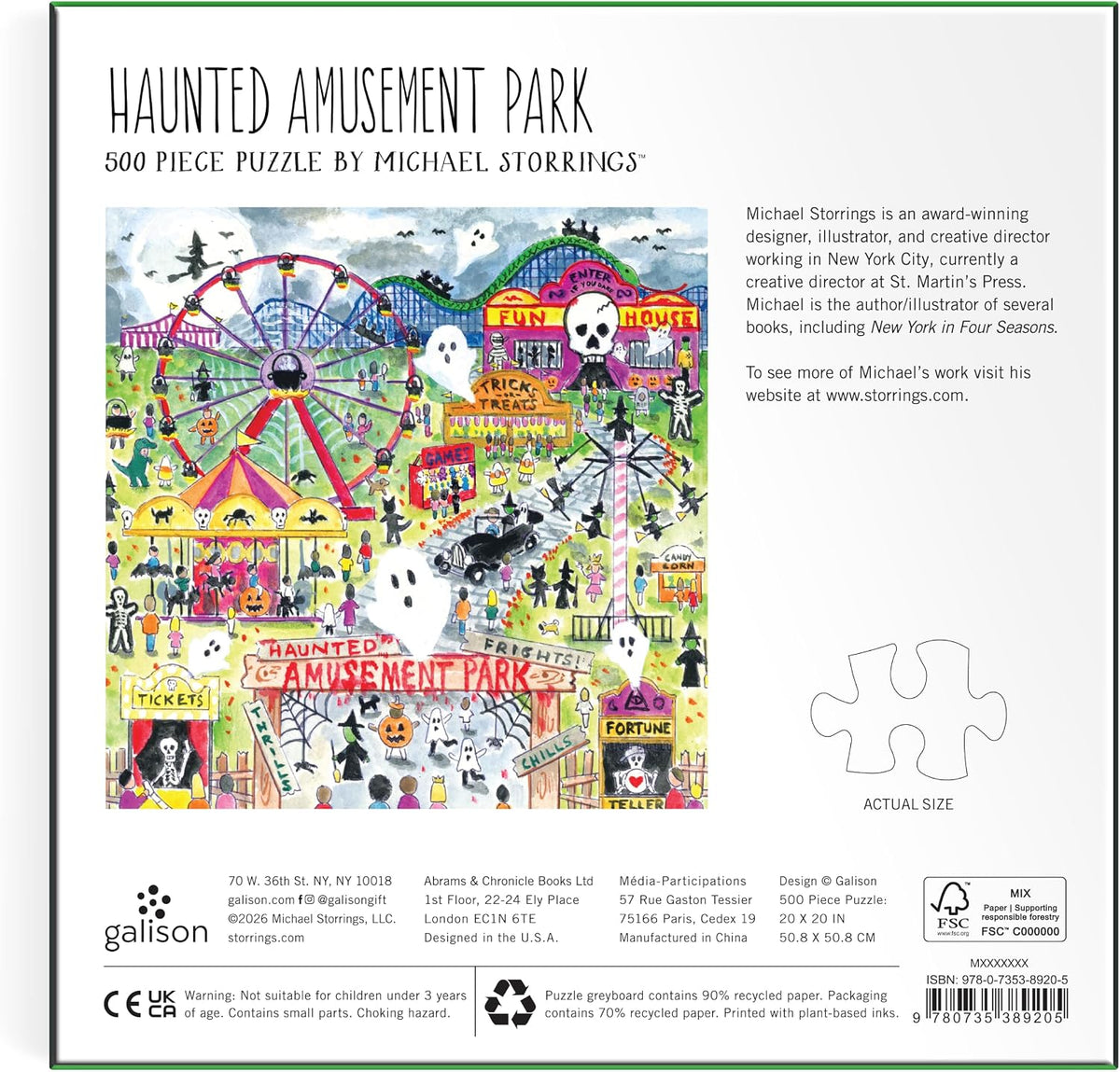 Galison - Michael Storrings - Haunted Amusement Park - 500 Piece Jigsaw Puzzle