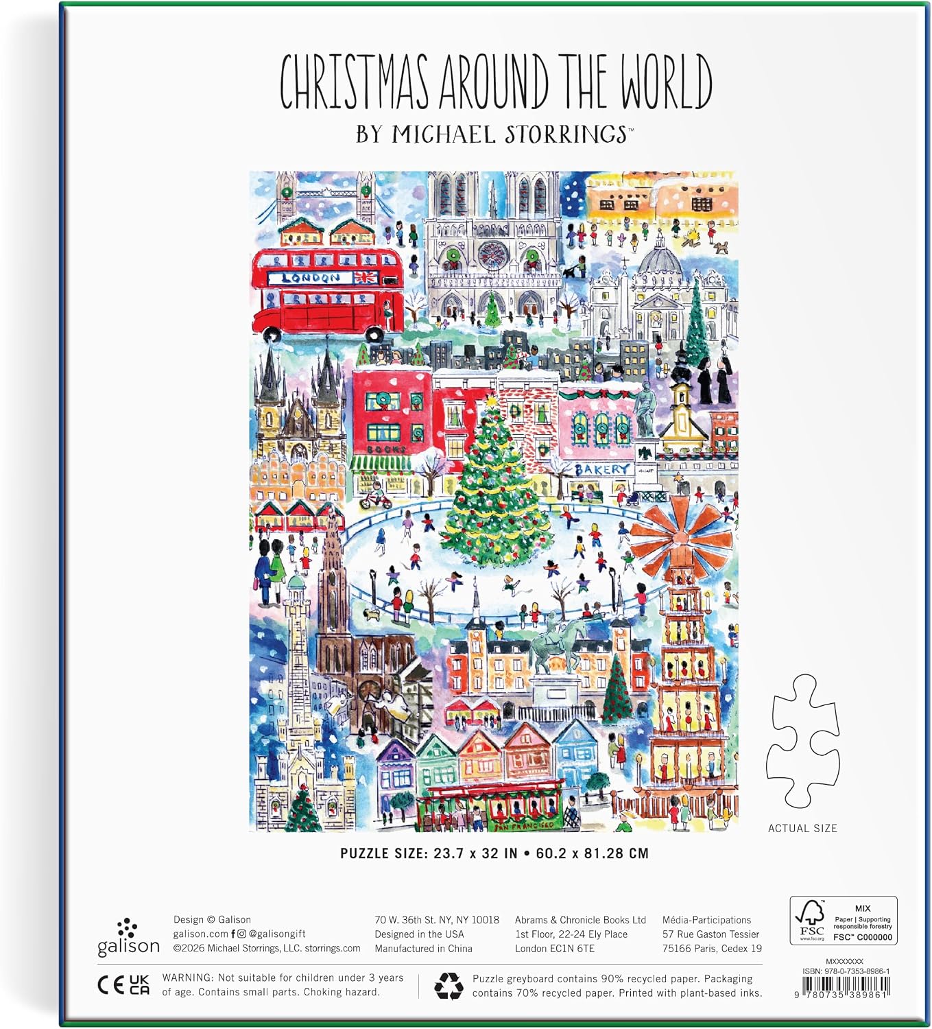 Galison - Michael Storrings - Christmas Around the World - 1500 Piece Jigsaw Puzzle