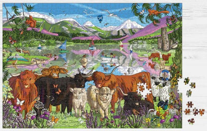 Emma Joustra - Highland Coos - 1000 Piece Jigsaw Puzzle