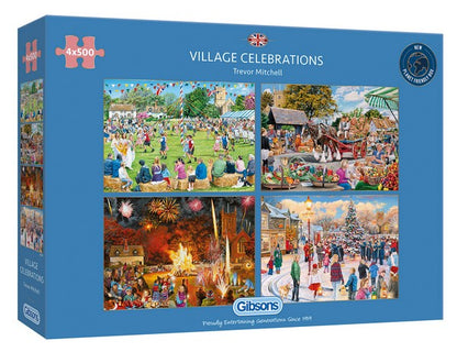 Gibsons - Village Celebrations - 4 x 500 Piece Jigsaw Puzzle