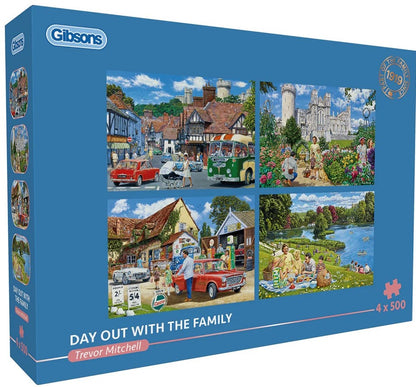 Gibsons - Day out with the Family - 4 x 500 Piece Jigsaw Puzzle