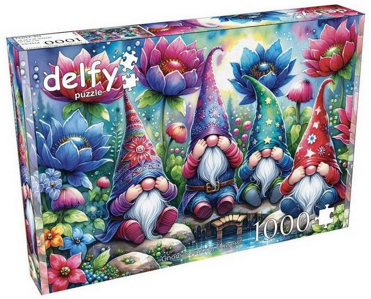 Delfy - Gnomes Among Flowers - 1000 Piece Jigsaw Puzzle