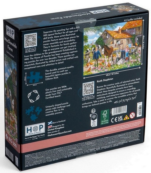 House of Puzzles - MacDonalds Farm - 500XL Piece Jigsaw Puzzle